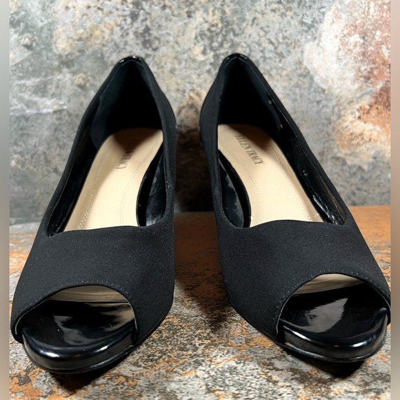 ELLEN TRACY Heels Womens Size 10 M Black Patent Leather Peep Toe Stilettos EUC - Picture 2 of 8